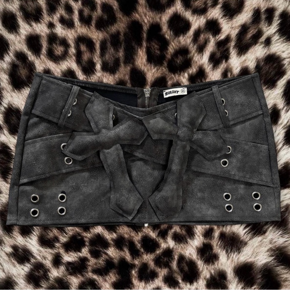 Killstar Black Mini Skirt with Bow and Eyelet Details